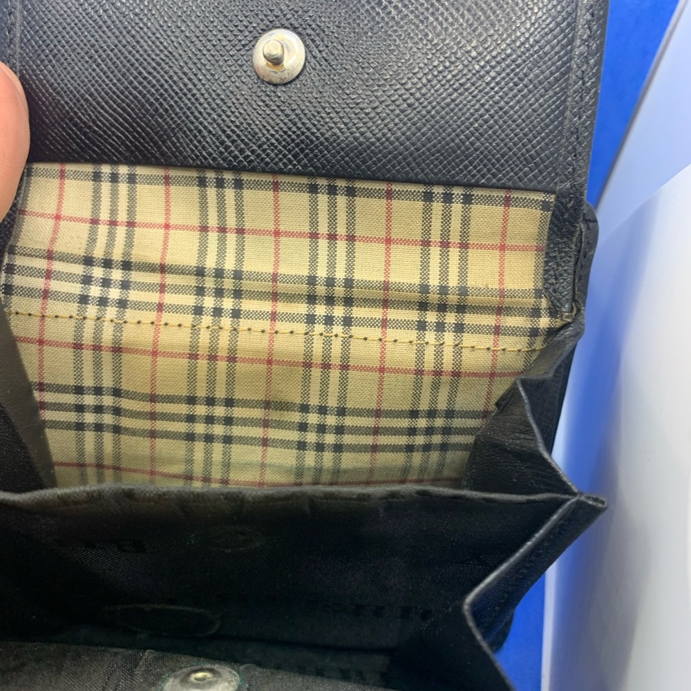 🔥 Vintage Burberry black leather Wallet haymarket checkered interior Rare - Picture 12 of 14